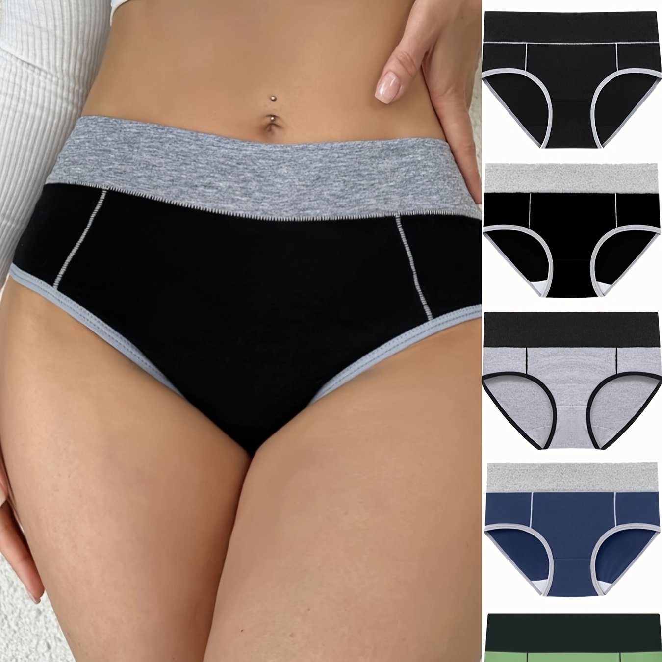 5pcs Colorblock Trim Womens Briefs - Ultra-Comfortable