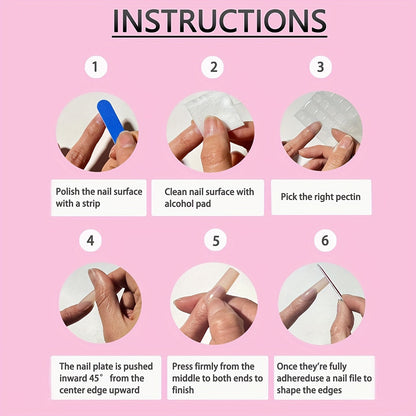 96pcs (4 sets) Long Press On Nails White French Tip Fake Nails