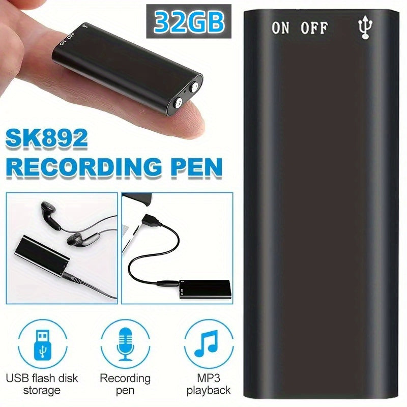 1pc Professional Voice-Activated Digital Recorder, 32GB High-Definition Noise-Canceling MP3 Player, Ultra-Thin Portable Recording Pen for Business Meetings