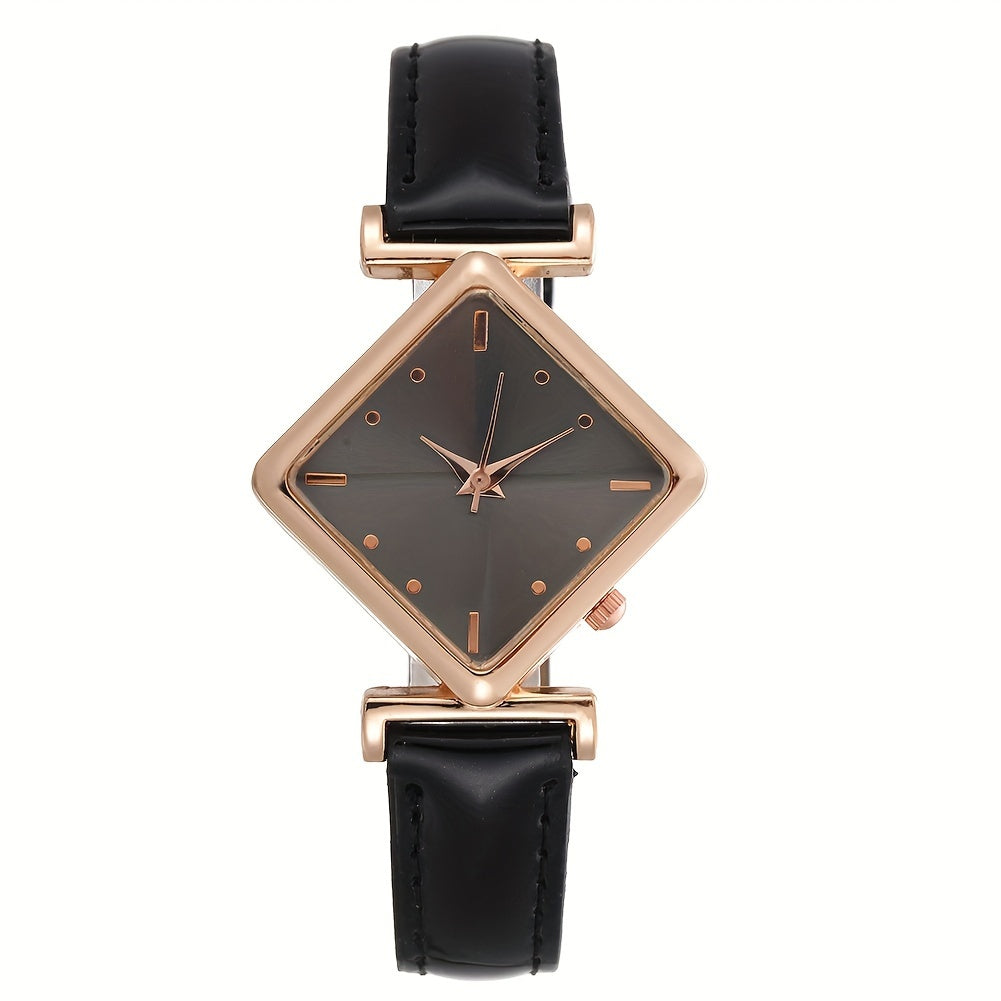 Elegant Timepiece for Women - Rhombus Pointer Quartz Watch with Retro Fashion Design, A
