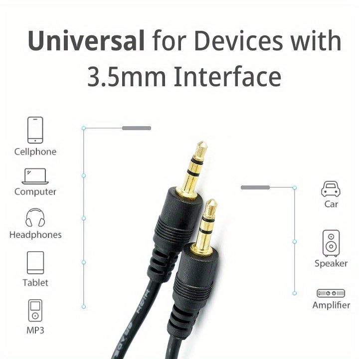 3.5mm Male to Male Stereo Audio Cable, AUX Tangle-Resistant for Headphones, PC, Home/Car to Other Stereo System, 3.5 mm (4.9ft/1.5m) Black AUX