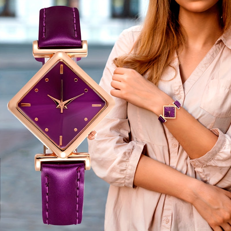 Elegant Timepiece for Women - Rhombus Pointer Quartz Watch with Retro Fashion Design, A