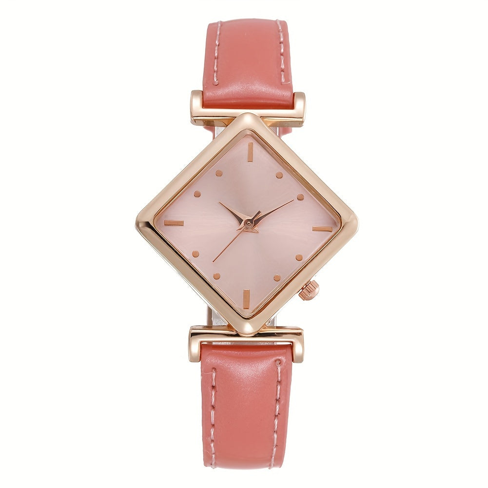 Elegant Timepiece for Women - Rhombus Pointer Quartz Watch with Retro Fashion Design, A