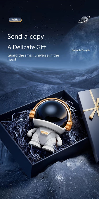 FOUBEAK Cute Astronaut Small Speaker, Small Wireless Portable Outdoor Speaker with Light, Home Party Office Decoration Subwoofer (White Light)