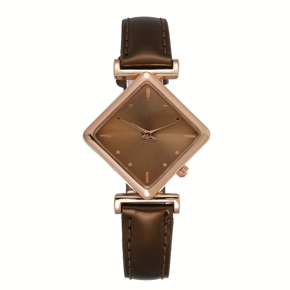 Elegant Timepiece for Women - Rhombus Pointer Quartz Watch with Retro Fashion Design, A